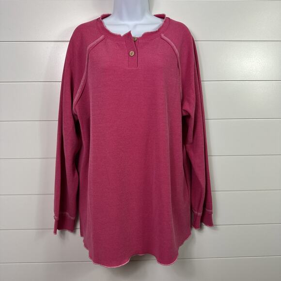 Sunshine & Rodeos Accent Buttons Lightweight Knit Sweater Vivid Pink sz XL - Picture 1 of 8